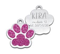 FRAMEG - Plaque personnalisée avec gravure laser pour chien et chat - un accessoire unique pour votre ami à quatre pattes - étiquette personnalisée pour chien et chat avec texte (Fucsia)