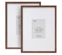 Framelane Lot de 2 cadres 30x40 cm Chêne foncé - Finition haut de gamme - Bois durable certifié FSC - Inclut des clips métalliques
