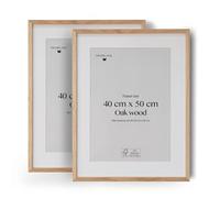 Framelane Lot de 2 cadres affiche 40x50 cm en chêne naturel - Design élégant, finitions soignées - Bois certifié FSC éco-durable - Avec clips métalliques