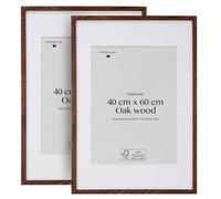 Framelane Lot de 2 cadres muraux 40x60 cm - Chêne foncé - Élégance et qualité - Finitions premium - Fabriqué en bois durable certifié FSC - Inclut des clips métalliques