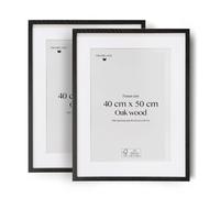Framelane Lot de 2 cadres photo 40x50 cm en bois noir - Design moderne et raffiné, finitions soignées - Bois certifié FSC éco-durable - Avec clips métalliques