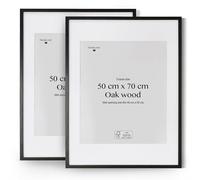 Framelane Lot de 2 cadres pour affiches 50x70 cm - Cadre en bois noir raffiné - Qualité premium - Fabriqué en bois certifié FSC éco-responsable - Inclus des crochets métalliques