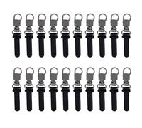 Framendino, Lot de 20 languettes de fermeture éclair amovibles en métal noir avec poignée en caoutchouc pour réparation de fermetures éclair fixes pour bagages et sacs à dos