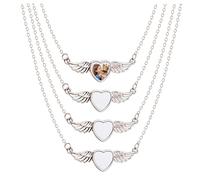 Framendino, Lot de 4 colliers vierges en forme d'ailes d'ange avec chaîne pour bricolage