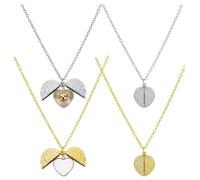 Framendino, Lot de 4 pendentifs vierges en forme d'aile d'ange en forme de cœur pour la fabrication de bijoux en argent et or