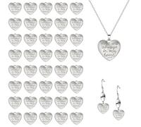 Framendino, Lot de 40 pendentifs en argent vieilli avec inscription « You are Always in My Heart » pour la fabrication de bijoux, bracelets, colliers, Argent