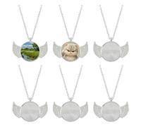 Framendino, Lot de 6 colliers vierges en forme d'ailes d'ange avec chaîne pour la fabrication de bijoux, souvenirs et cadeaux