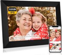 Frameo 32Go Cadre Photo Numérique WiFi 10,1 Pouces, Écran Tactile HD 1280x800 IPS pour Partager Photos et Vidéos, Support Multilingue, Rotation Automatique, Montage Mural (Noir)