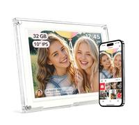 Frameo Cadre Photo Numérique 10.1 Pouces Acrylique Mince Wifi 1280x800 HD Écran tactile IPS avec 32 Go de mémoire Partagez des photos et des vidéos instantanément via l'application Frameo