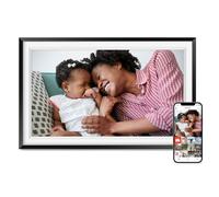Frameo Cadre Photo Numérique 15.6 Pouces 94% sRGB Grand Format WiFi Noyer Bois, Mémoire 32Go écran Tactile IPS 1920 * 1080 FHD, Partage de Photos Vidéos Via Frameo APP/USB/SD, Cadeau Femme Homme