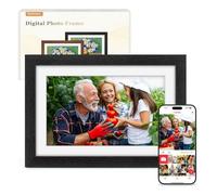 Frameo Cadre Photo Numérique WiFi 10.1 Pouces Bois Chêne Photo Éélectronique 32 GB Ecran Tactile IPS 1280 * 800 HD pour Partager Photos et Vidéos Via Frameo Montage Mural, Cadeau Femme Homme