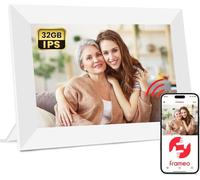 Frameo Cadre photo numérique WiFi 32 Go de mémoire 10,1 ", 1280 x 800 HD IPS Écran tactile électronique, configuration facile, partage de photos ou vidéos n'importe où via l'application Free Frameo