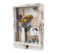 FramePro Cadre de boîte à souvenirs profond de 28 x 40,6 cm avec tiroir et dos ligne souple, vitrine en bois véritable pour collections, médailles, bouquet mural ou dessus de table, blanc rustique