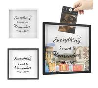 FramePro Grande boîte à souvenirs 3D en bois avec fente, cadre de voyage « Life in A Box », boîte à souvenirs d'amour noire pour billets, photos de voyage, travaux manuels (étoile)