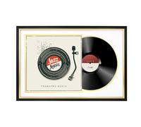 FramePro Jukebox Cadre de disque avec 2 passe-partout double face (blanc sur or), cadres d'album pour couvertures de disque vinyle de 30,5 x 30,5 cm, montage mural, décoration d'intérieur, cadre photo
