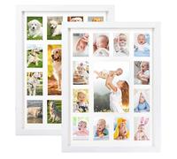 FramePro Lot de 2 cadres photo pour année scolaire K-12 jour de remise de diplôme - Cadre blanc avec passe-partout - Affiche une photo de 12,7 x 17,8 cm et douze photos de 6,3 x 8,9 cm