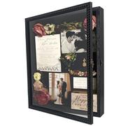 FramePro Shadow Box Boîte de présentation profonde ouverte sur le devant avec charnière perlée et dos en lin, cadre photo, bouquet de mariage, médailles, photos, boîte à souvenirs pour souvenirs,