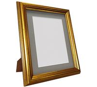 Frames by Post 48 Doré avec Noir, Blanc, Ivoire, Bleu, Rose, Gris Clair et foncé Mounts, Dark Grey Mount, A3 Image Size A4