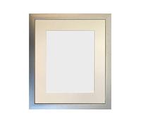 FRAMES BY POST Cadre Photo argenté de 1,9 cm avec Contour Ivoire 50,8 x 40,6 cm, Taille de l'image 38,1 x 25,4 cm, Verre en Plastique