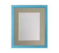 FRAMES BY POST Cadre photo bleu de 1,9 cm avec passe-partout gris clair 35,6 x 20,3 cm - Dimensions de l'image : 25,4 x 10,2 cm - Verre plastique