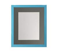 FRAMES BY POST Cadre Photo Bleu de 1,9 cm avec Passe-Partout Gris foncé 45,7 x 30,5 cm, Taille de l'image 35,6 x 20,3 cm, Verre en Plastique