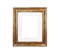 FRAMES BY POST Cadre photo Scandi or antique avec passe-partout blanc 60 x 80 Taille d'image 50 x 70 cm Verre en plastique