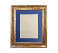 FRAMES BY POST Cadre photo scandinave doré antique avec passe-partout Oxford bleu 61 x 45 cm Taille de l'image 45,7 x 30,5 cm Verre plastique