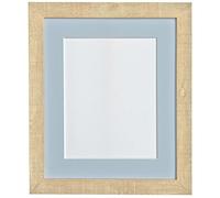 FRAMES BY POST Deep Grain Picture Photo Frame, Recycled Plastic, Light Brown with Blue Mount, 8 x 6 Image Size 6 x 4 Inch