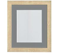 FRAMES BY POST Deep Grain Picture Photo Frame, Recycled Plastic, Light Brown with Dark Grey Mount, 8 x 6 Image Size 6 x 4 Inch