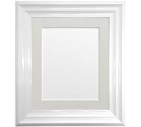 FRAMES BY POST Firenza Cadre photo blanc avec passe-partout gris clair en plastique 45,7 x 30,5 cm Taille de la photo 35,6 x 20,3 cm