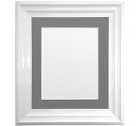 FRAMES BY POST Firenza Cadre photo blanc avec support gris foncé en plastique et verre 76,2 x 61 cm, taille de la photo 61 x 50,8 cm