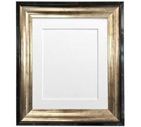 FRAMES BY POST Firenza Cadre Photo en Plastique Vieilli Noir et doré avec Passe-Partout Blanc 15,2 x 10,2 cm Taille de l'image 10,2 x 7,6 cm