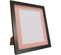 FRAMES BY POST Q7 Cadre Photo Frêne Noir avec Passe-Partout Rose 40 x 40 cm Taille de l'image 30 x 30 cm