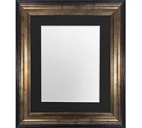 Frames by Post Scandi Cadre Photo Noir et doré avec Montures Noir, Blanc, Ivoire, Bleu, Rose et Gris Clair/Gris foncé. - A2 Image Size A3 - Black Mount