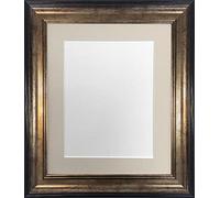 Frames by Post Scandi Cadre Photo Noir et doré avec Montures Noir, Blanc, Ivoire, Bleu, Rose et Gris Clair/Gris foncé. - A1 Image Size A2 - Light Grey Mount