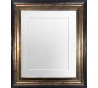 Frames by Post Scandi Cadre Photo Noir et doré avec Montures Noir, Blanc, Ivoire, Bleu, Rose et Gris Clair/Gris foncé. - 60 x 80 cm Image Size 50 x 70 cm - White Mount