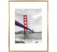 Frametory, 11x14 Metal Picture Frame with Mat for 8x10 Picture & Real Glass, Aluminum Photo Frame Collection (Gold, 1 Pack)