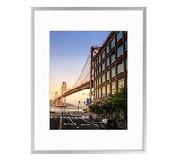 Frametory, Cadre photo en aluminium de 28 x 35,6 cm - Cadre argenté de 28 x 35,6 cm avec passe-partout ivoire pour photo de 20,3 x 25,4 cm - Cadre photo en métal de 35,6 x 28 cm et verre véritable -