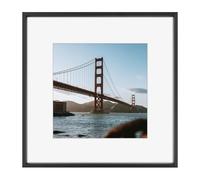 Frametory, Cadre photo en aluminium de 30,5 x 30,5 cm avec passe-partout ivoire pour photos de 20,3 x 20,3 cm et verre véritable, collection de cadres photo en métal (noir, 1 pièce)