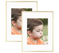 Frametory, Lot de 2 cadres photo en aluminium doré de 27,9 x 35,6 cm - Idéal pour afficher des photos de 20,3 x 25,4 cm avec passe-partout ou 27,9 x 35,6 cm sans passe-partout - Façade en verre