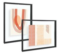 Frametory, Lot de 2 cadres photo flottants de 27,9 x 35,6 cm - Cadre photo en métal - Verre véritable - Pour montage mural ou affichage de table (noir, lot de 2)