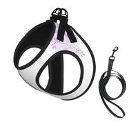 Framing Ensemble harnais et laisse pour chien Imprimé fleurs lilas en fleur Gilet réfléchissant réglable pour chiens de petite, moyenne et grande taille