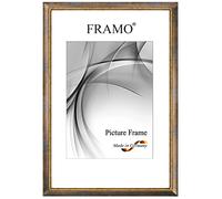 FRAMO Cadre photo baroque 15 x 27 cm en bois massif | Bleu d'or | Couleur/taille sélectionnable | Cadre antique vintage rétro N°063