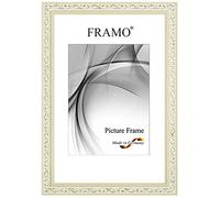 FRAMO Cadre photo baroque 25 x 30 cm en bois massif | Crème-Blanc d'or | Couleur/taille sélectionnable | Cadre antique vintage rétro N°092