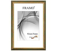 FRAMO Cadre photo baroque 60 x 80 cm en bois massif | Vert d'or | Couleur/taille sélectionnable | Cadre antique vintage rétro N°058