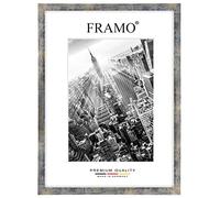 FRAMO Cadre photo en bois 100 x 70 cm sur mesure - Bleu Argent Or | Couleur/Taille sélectionnable | verre acrylique antireflet | Cadre pour Puzzle | Photos | affiche