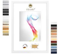 FRAMO Cadre photo en bois 32 x 50 cm (Dimension de l'image) en Blanc mat | Taille sélectionnable | Affiches | Puzzle | Collage | Sur mesure | personnalisés