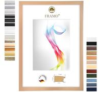 FRAMO Cadre photo en bois 32 x 50 cm (Dimension de l'image) en Hêtre naturel | Taille sélectionnable | Affiches | Puzzle | Collage | Sur mesure | personnalisés