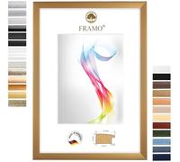 FRAMO Cadre photo en bois 59 x 82 cm (Dimension de l'image) en Or simple | Taille sélectionnable | Affiches | Puzzle | Collage | Sur mesure | personnalisés