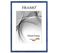 FRAMO Cadre photo étroits 19 x 27 cm en bois massif | Bleu foncé royal brillant | Couleur/taille sélectionnable | Cadre pour affiches | Puzzles | Photos N°118